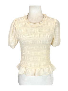 Sadie & Sage pale yellow smocked blouse